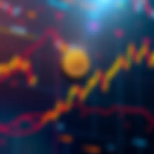 A fluctuating Bitcoin price chart showing sharp peaks and drops, with colorful lines representing market movements and a vibrant background reflecting the excitement of trading.