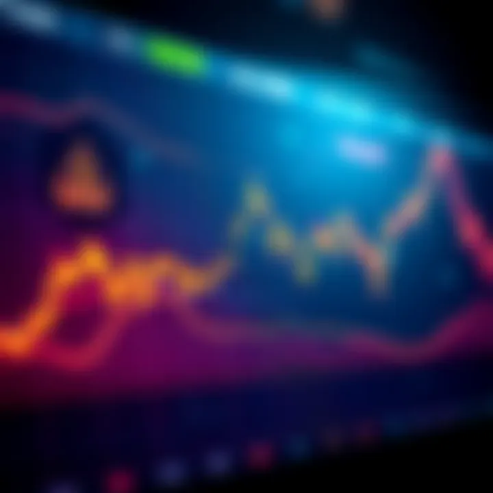 A fluctuating Bitcoin price chart showing rising and falling trends, indicating market volatility.