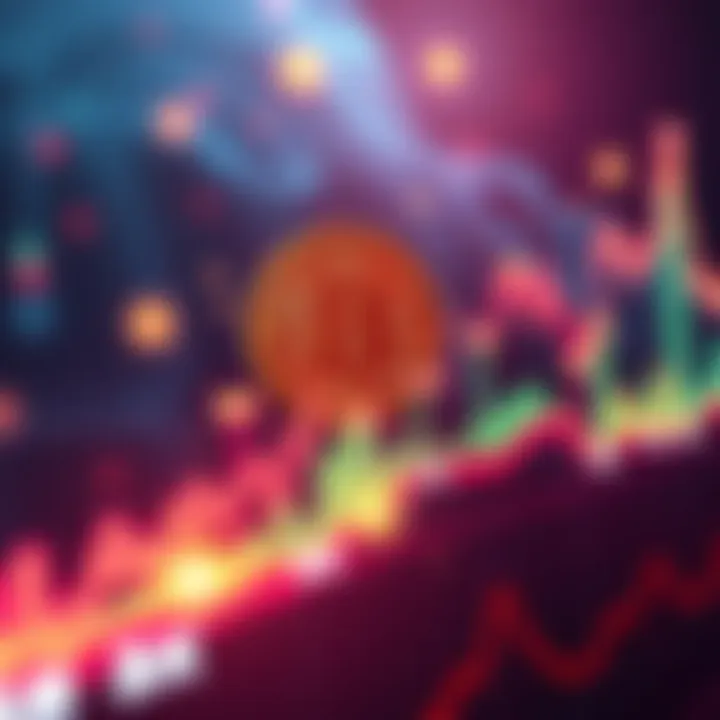 Bitcoin Price Chart A Bitcoin price chart showing a rise towards 80k with spikes indicating profit-taking moments, alongside symbols of buying and waiting.
