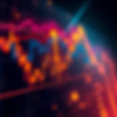 A colorful Bitcoin price chart showing fluctuations over time with arrows indicating cycles, reflecting market trends.