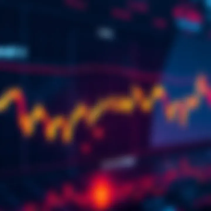 A chart showing Bitcoin's price decreasing, highlighting areas of potential low points.