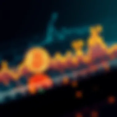 Bitcoin price chart with a downward trend A line chart showing Bitcoin's price dropping significantly, emphasizing a potential target of $38,000, with a focus on patience in investment strategy.