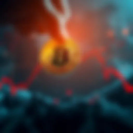 A Bitcoin price chart showing a sharp decline, highlighting the concerns of a market plunge and the fragile support level.