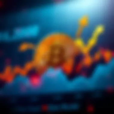 Bitcoin price chart showing upward trend A chart depicting Bitcoin's price with arrows pointing up, indicating a potential rise after a dip