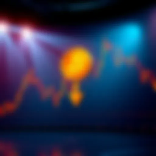 A graph showing a downward trend in Bitcoin prices with a warning sign, representing market volatility due to MSTR's Bitcoin sale.