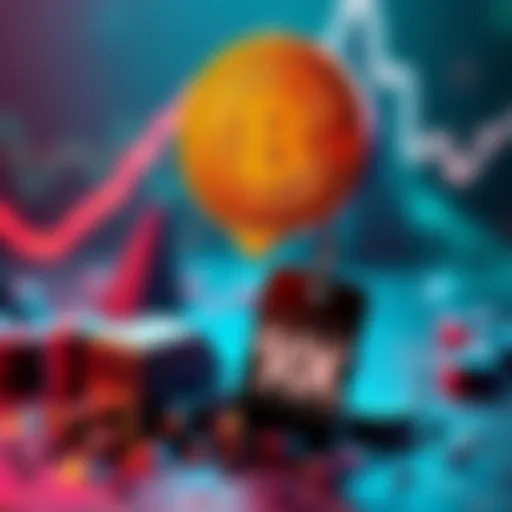 A visual representation of Bitcoin dropping in value with a downward arrow and a price tag showing $90K.