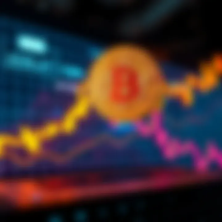 Bitcoin price chart showing decline A price chart displaying a downward trend for Bitcoin, symbolizing market predictions about its potential drop.