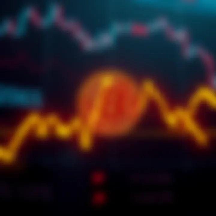 A downward trend line on a Bitcoin price chart indicating recent losses for holders