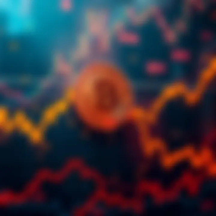 A downward trend in a Bitcoin price chart, symbolizing a significant decline in value