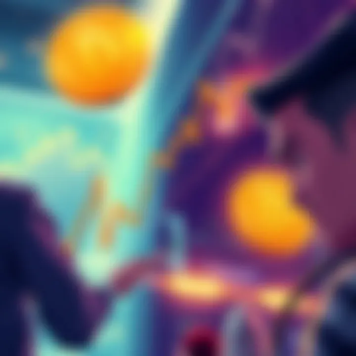 Illustration showing a downward trend in Bitcoin prices with a Binance logo and traders looking concerned