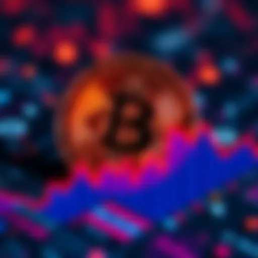 A digital representation of Bitcoin with a downward trend graph, symbolizing the dip below $72K