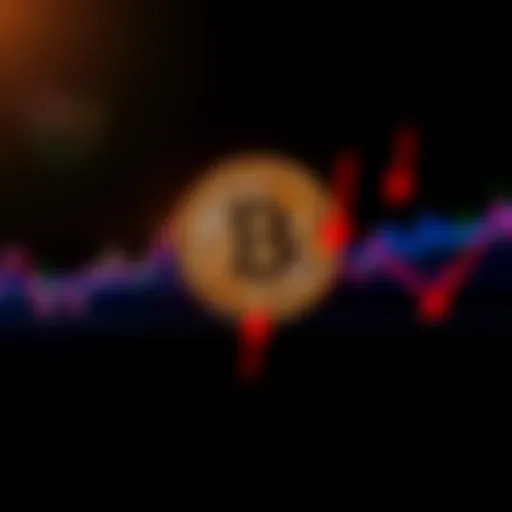 Bitcoin Price Drop A graph showing Bitcoin's price declining nearly 10% over the past few days, with red arrows indicating the drop.