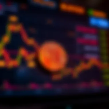 A graphic showing a downward trend on a Bitcoin price chart, with indicators of market concern and mixed investor sentiment.
