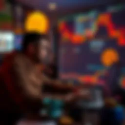 A person looking at Bitcoin charts on a laptop, contemplating whether to sell or hold their investment as prices decline.