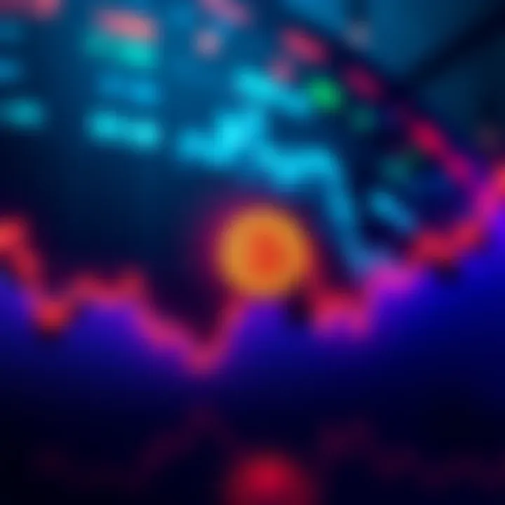 Graph showing a downward trend in Bitcoin prices with a warning sign