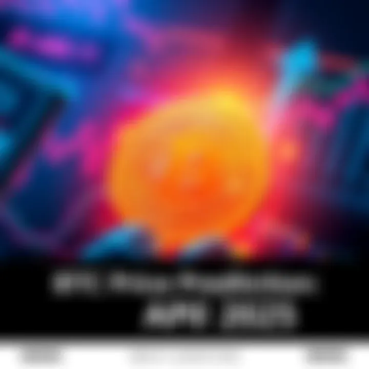 Visual representation of Bitcoin price predictions with upward trend and market analysis tools