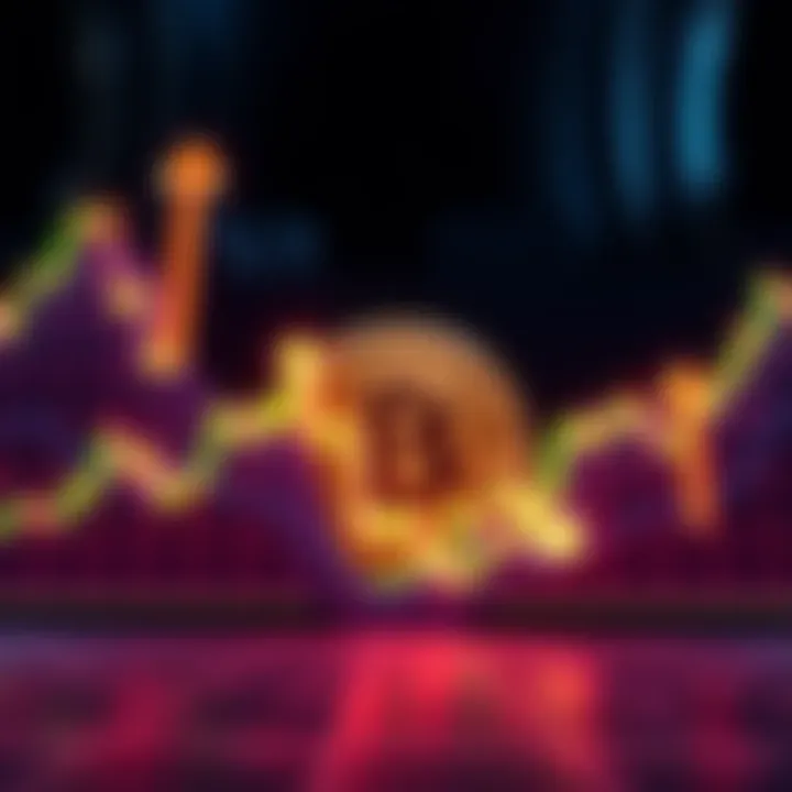 A graphic showing Bitcoin price charts with upward and downward arrows to represent volatility during pullbacks.