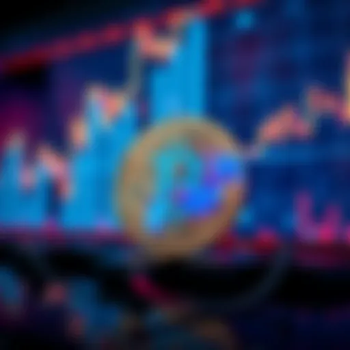 Bitcoin symbol with upward trend line representing price increase against a backdrop of market fear indicators