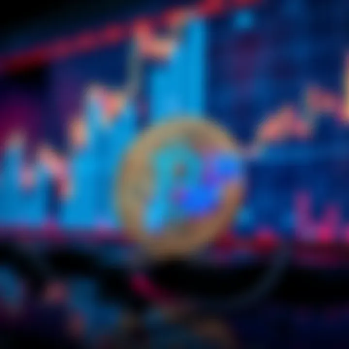 Bitcoin symbol with upward trend line representing price increase against a backdrop of market fear indicators