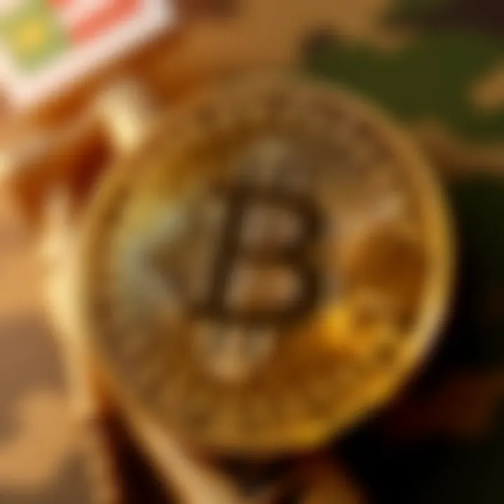 Bitcoin Price Rise Bitcoin logo with a background of military symbols, signifying its recognition as a power tool by the US Military.
