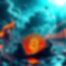 A graphic showing Bitcoin's price surging while geopolitical tensions and oil prices rise in the background.