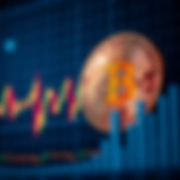 A close-up of a Bitcoin coin next to a graph showing price fluctuations, emphasizing risks in investment.
