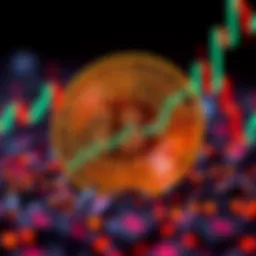 Bitcoin Price Stability Bitcoin symbol with a steady price chart showing 59k amidst FUD and scam alerts