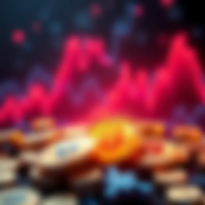 An illustration of Bitcoin rising in value, depicting a graph with an upward trend and Bitcoin coins