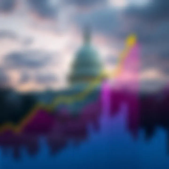 Bitcoin price chart showing upward trend with a backdrop of U.S. Capitol building