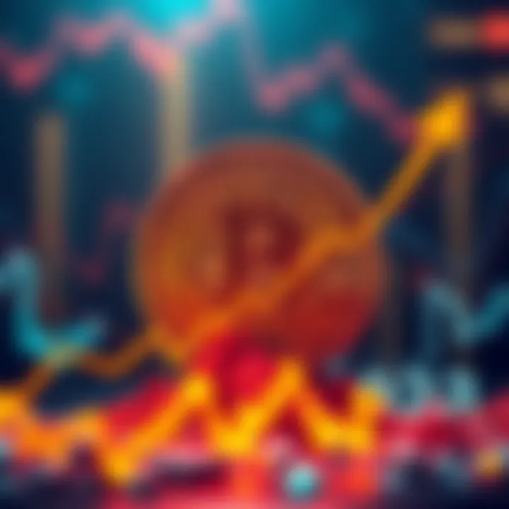 Bitcoin price surge Bitcoin logo with an upward trend line showing a 10% rise, indicating market excitement amid Iran tensions