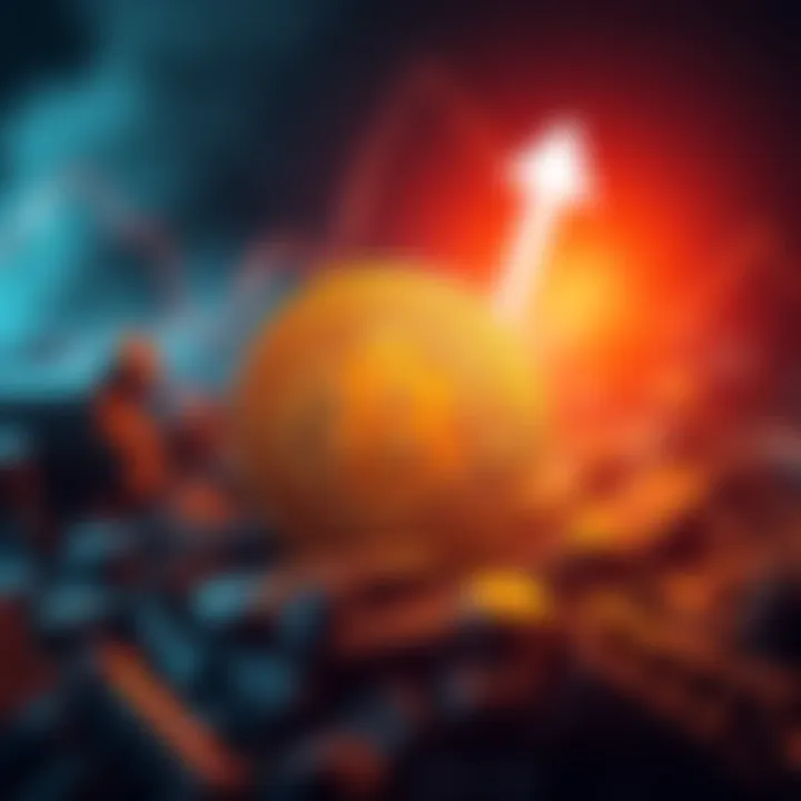 Bitcoin price surge Bitcoin logo with an upward arrow representing its price increase to $74,000