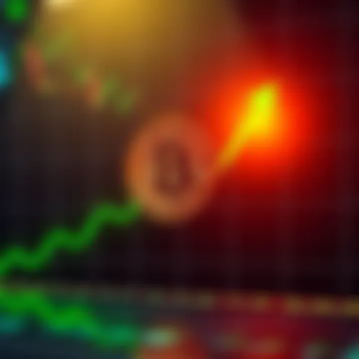 A chart showing Bitcoin's upward trend with green arrows indicating growth and investment boosts