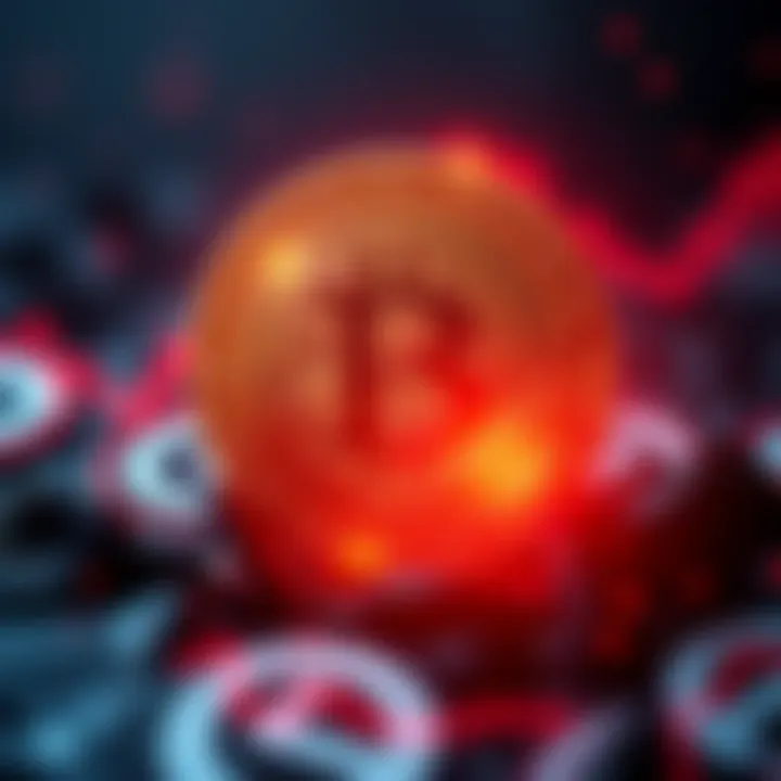 Bitcoin logo with rising graph showing a surge to $60K amidst market chaos