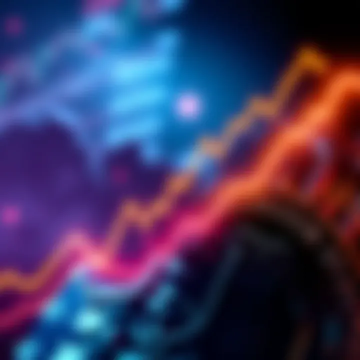 Graph showing Bitcoin price climbing with an upward trend line