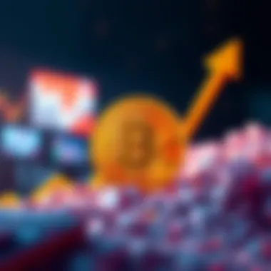 Bitcoin Price Surge Bitcoin symbol with an upward arrow indicating price rise over $78,000