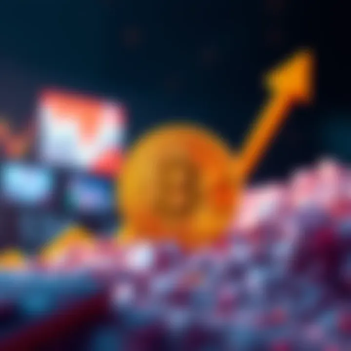 Bitcoin Price Surge Bitcoin symbol with an upward arrow indicating price rise over $78,000