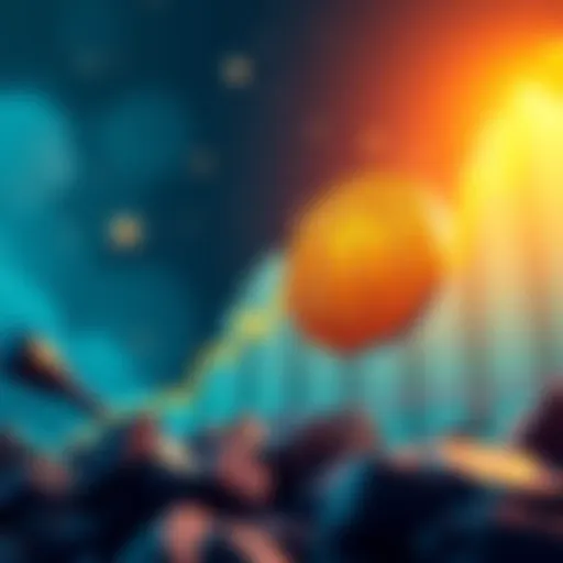 Bitcoin price surge concept An illustration showing a rising Bitcoin price trend with a graph and a prominent Bitcoin symbol, suggesting a spike to 62,000 dollars.