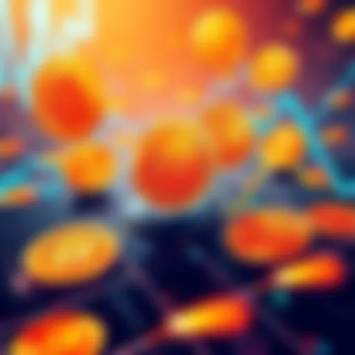 An illustration showing Bitcoin icons being used as collateral in financial systems with lending symbols around them.
