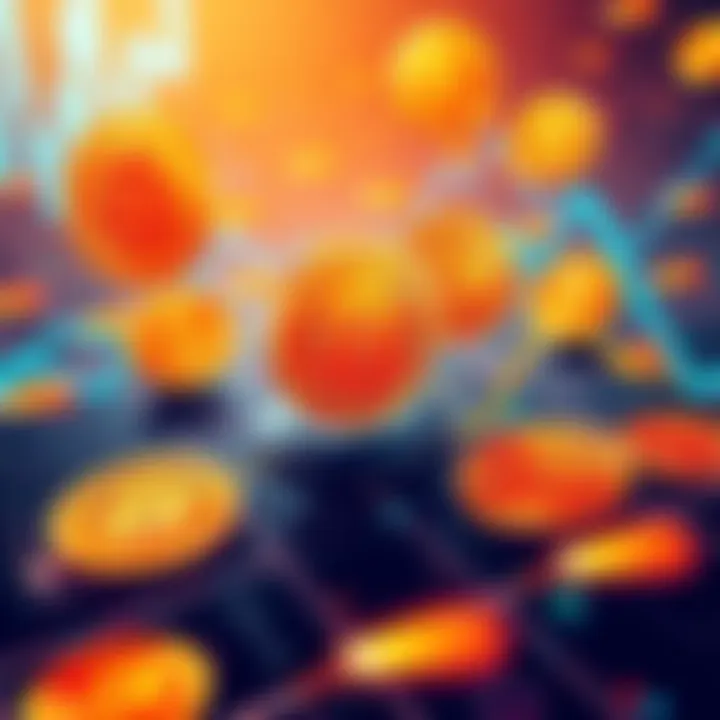 An illustration showing Bitcoin icons being used as collateral in financial systems with lending symbols around them.