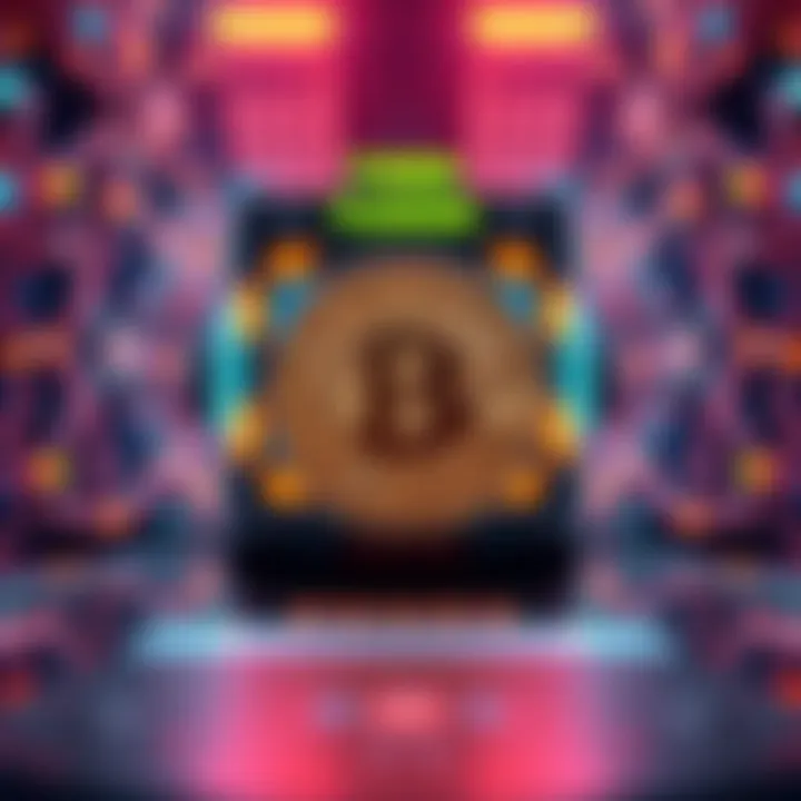 A Bitcoin symbol in front of a quantum computer, representing the challenge blockchain faces from quantum technology