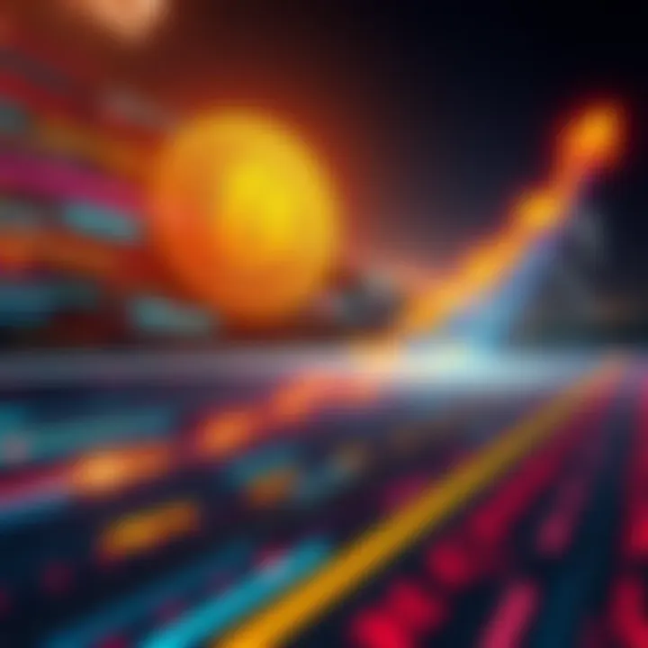 A dynamic representation of Bitcoin's ascent with digital elements symbolizing urgency in investment.