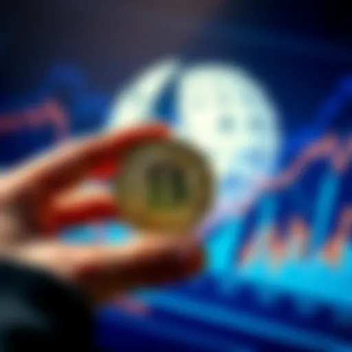 Bitcoin Rarity A person holding a Bitcoin coin with a graph showing Bitcoin ownership statistics and a Wikipedia logo in the background
