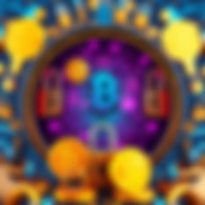 A visual representation of Bitcoin symbols surrounded by security locks and a blockchain structure, illustrating the complexities of copying Bitcoin.