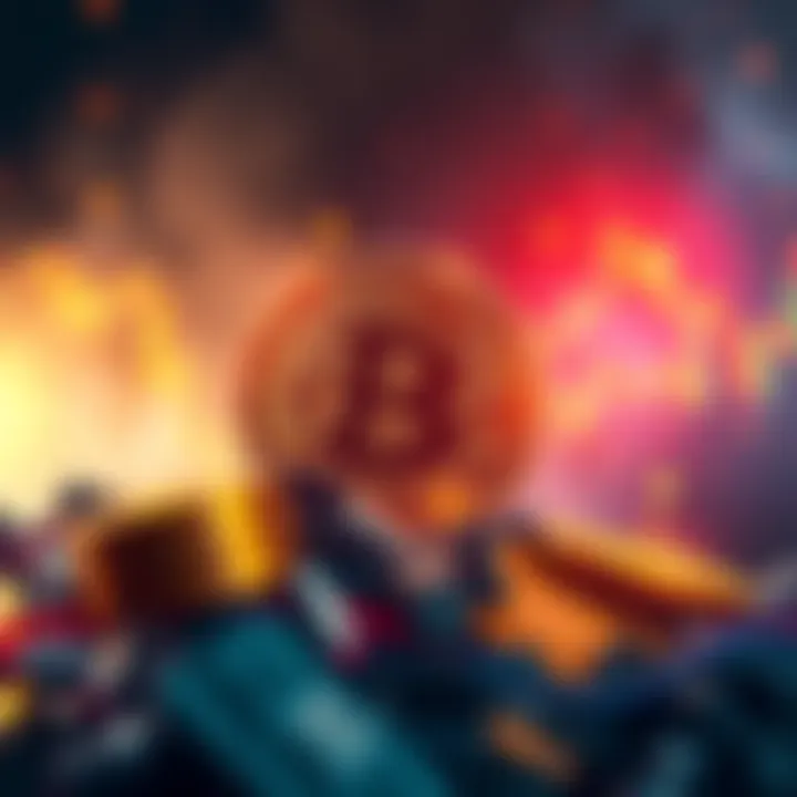 Bitcoin's Resilience in a Tumultuous Market A digital representation of Bitcoin symbolizing strength and stability amidst market chaos