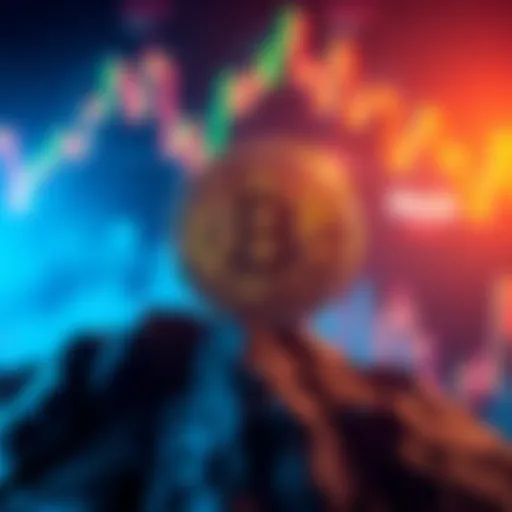 A graphic showing the Bitcoin symbol with a background of upward trending financial charts, symbolizing its growth as a safe-haven asset for investors during uncertain times.