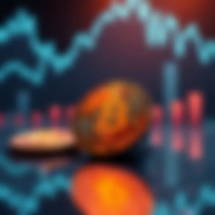 A digital representation of Bitcoin with an upward trend graph in the background, symbolizing growth in the cryptocurrency market.