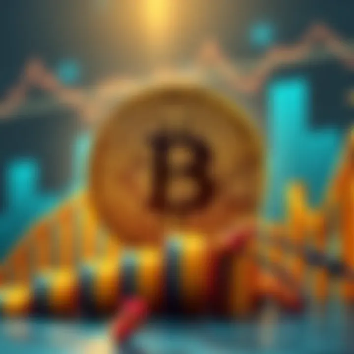 The Bitcoin logo surrounded by an upward trending graph, symbolizing its dominance in the market in 2026.