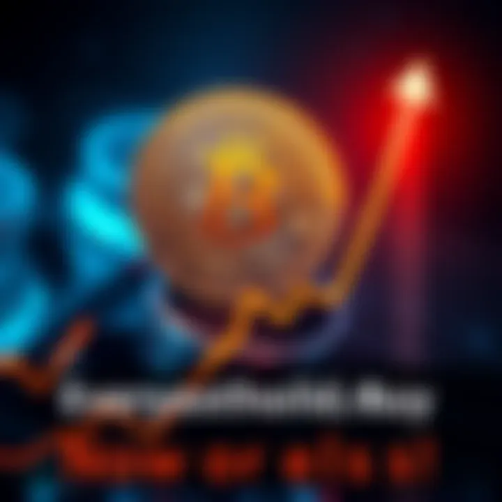 A graphic showing Bitcoin symbol with an upward trending graph, symbolizing investment growth