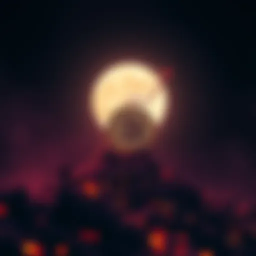 A graphic showing a rising Bitcoin symbol with a moon in the background, representing a potential increase in cryptocurrency prices.