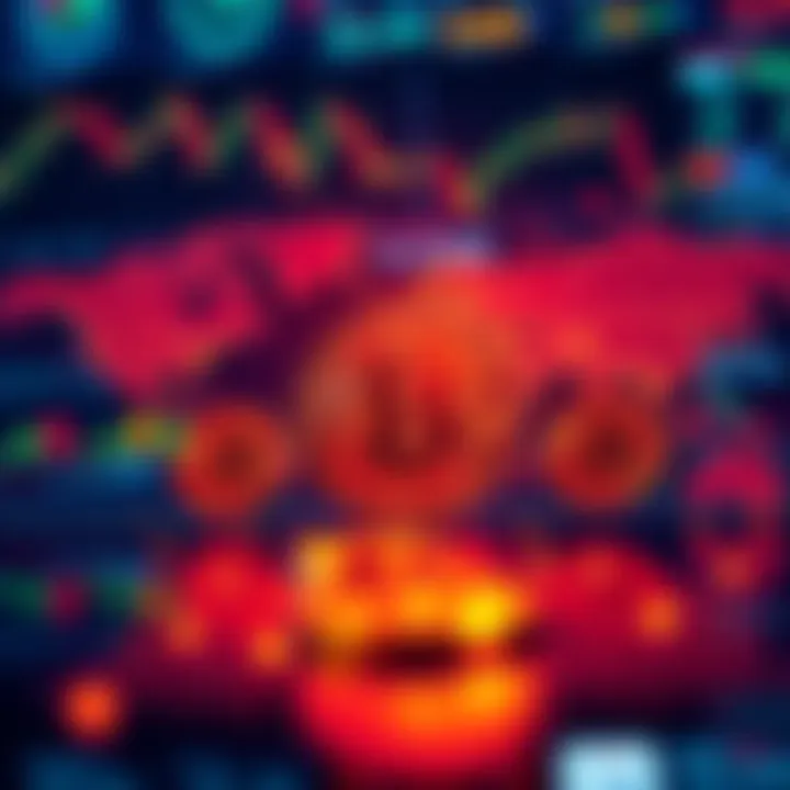 A visual representation of Bitcoin symbols surrounded by world maps and financial charts, highlighting the search for safe investments amid geopolitical tensions.